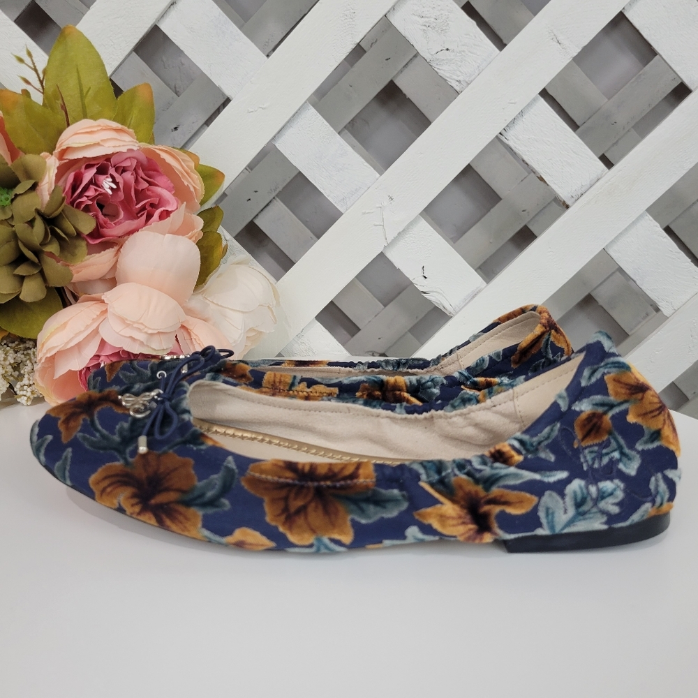 Sam Edelman Felicia Ballet Flat Baltic Navy Floral Velvet Flat Size 7.5 - Picture 4 of 8